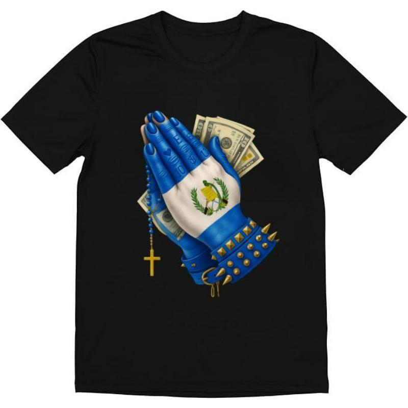 Graphic T-Shirt with Guatemala Flag Praying Hands