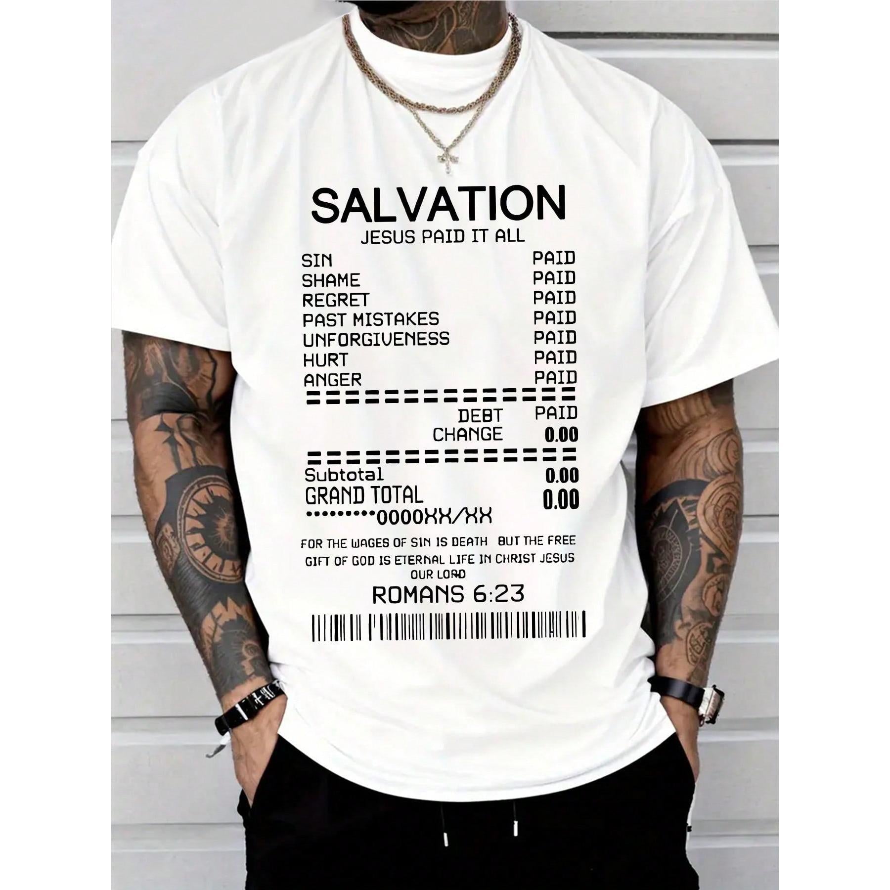 Salvation Jesus Paid Lt All -Christian Tee T-Shirt 100% Heavy Cotton T Shirt