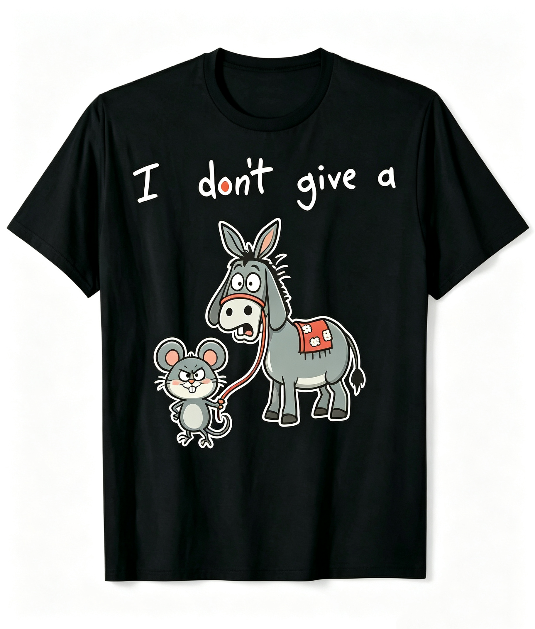 I Dont Give A Rats Donkey Shirt Unisex Funny Cartoon Rat & Donkey Graphic Tee, Humorous Hand‑Drawn Animal Print Casual Crew Neck Short Sleeve Novelty Tee for Men Women