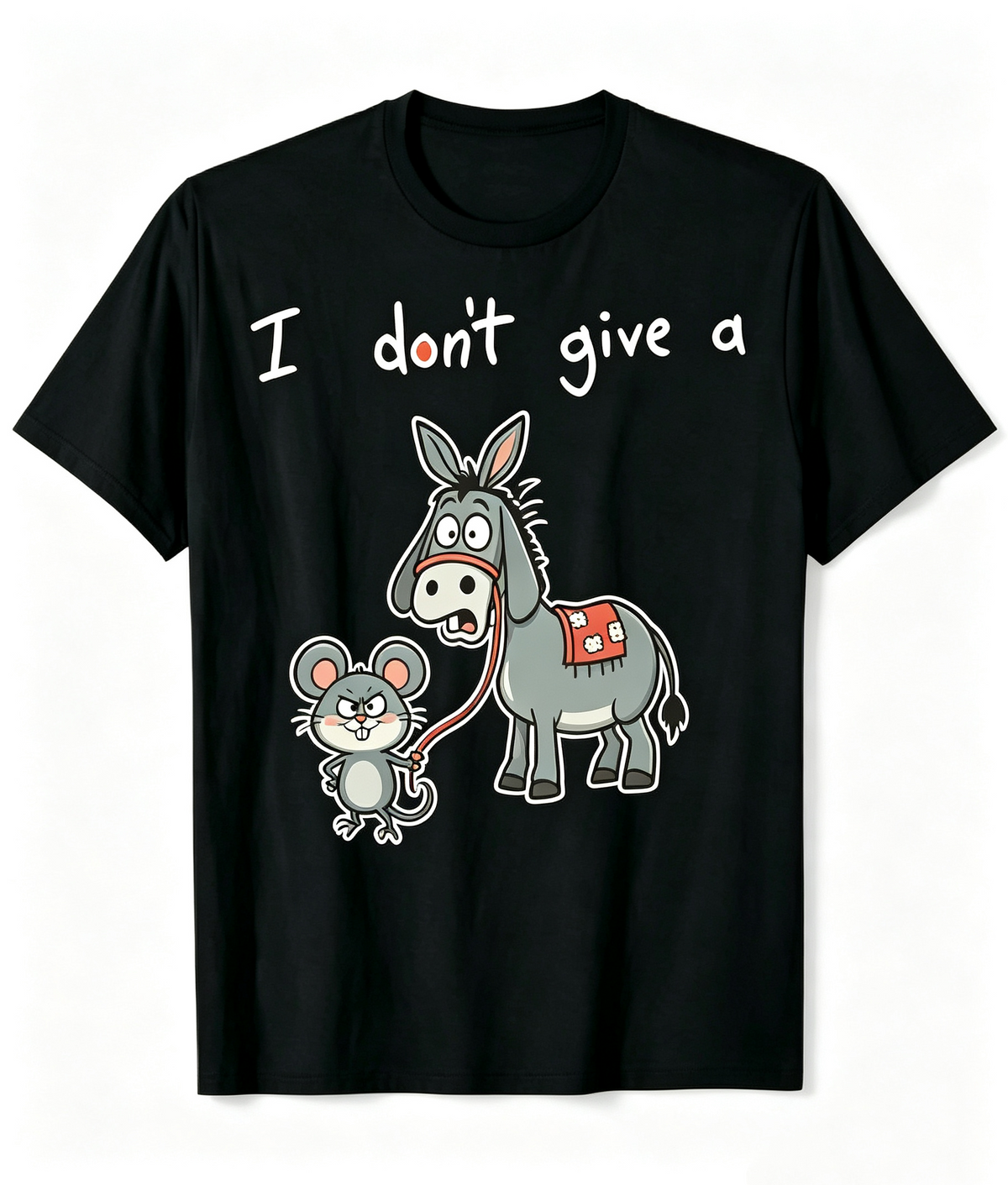 I Dont Give A Rats Donkey Shirt Unisex Funny Cartoon Rat & Donkey Graphic Tee, Humorous Hand‑Drawn Animal Print Casual Crew Neck Short Sleeve Novelty Tee for Men Women