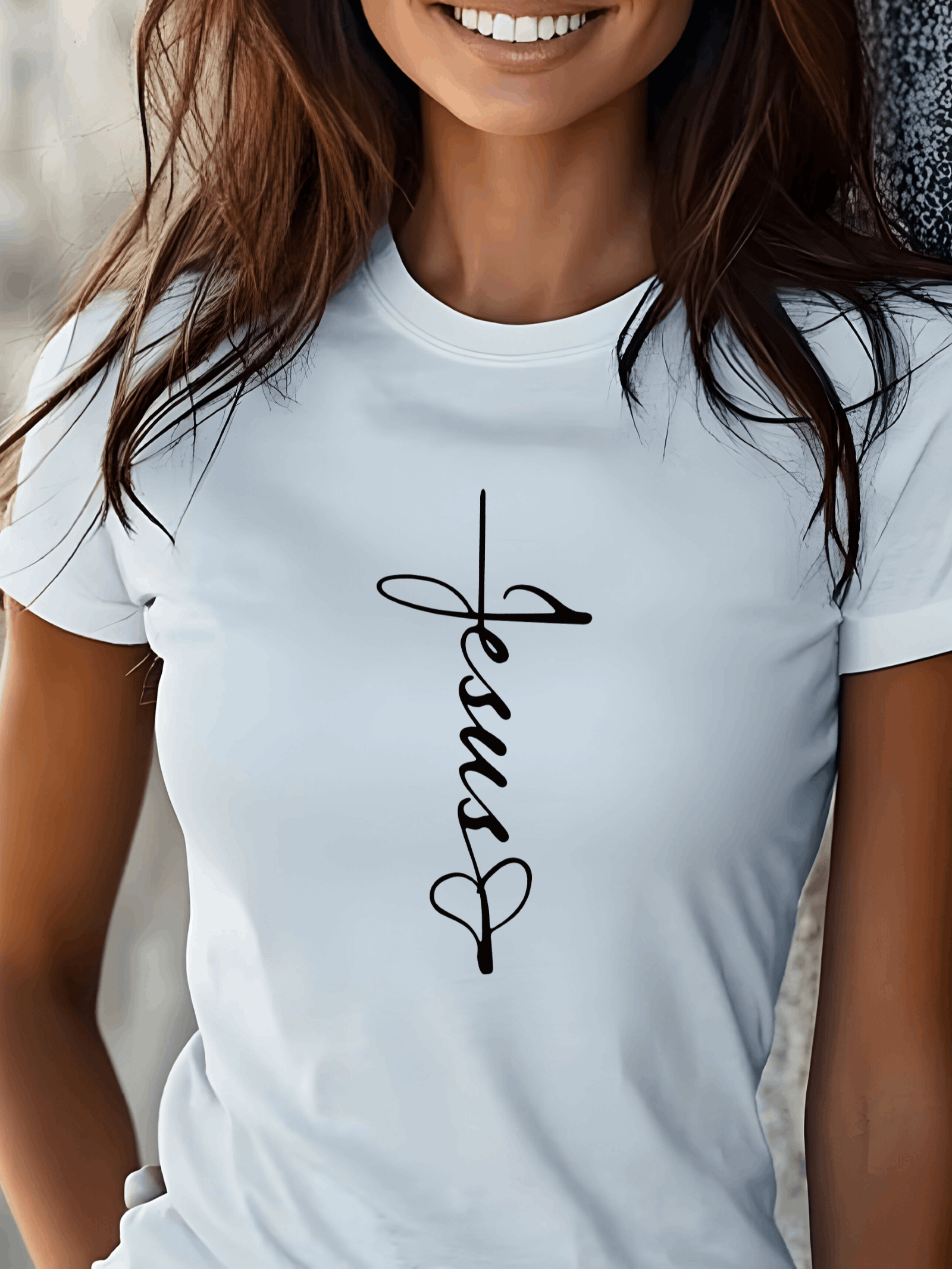 Jesus Design Graphic Print TShirt For Women Casual Short Sleeve Tee