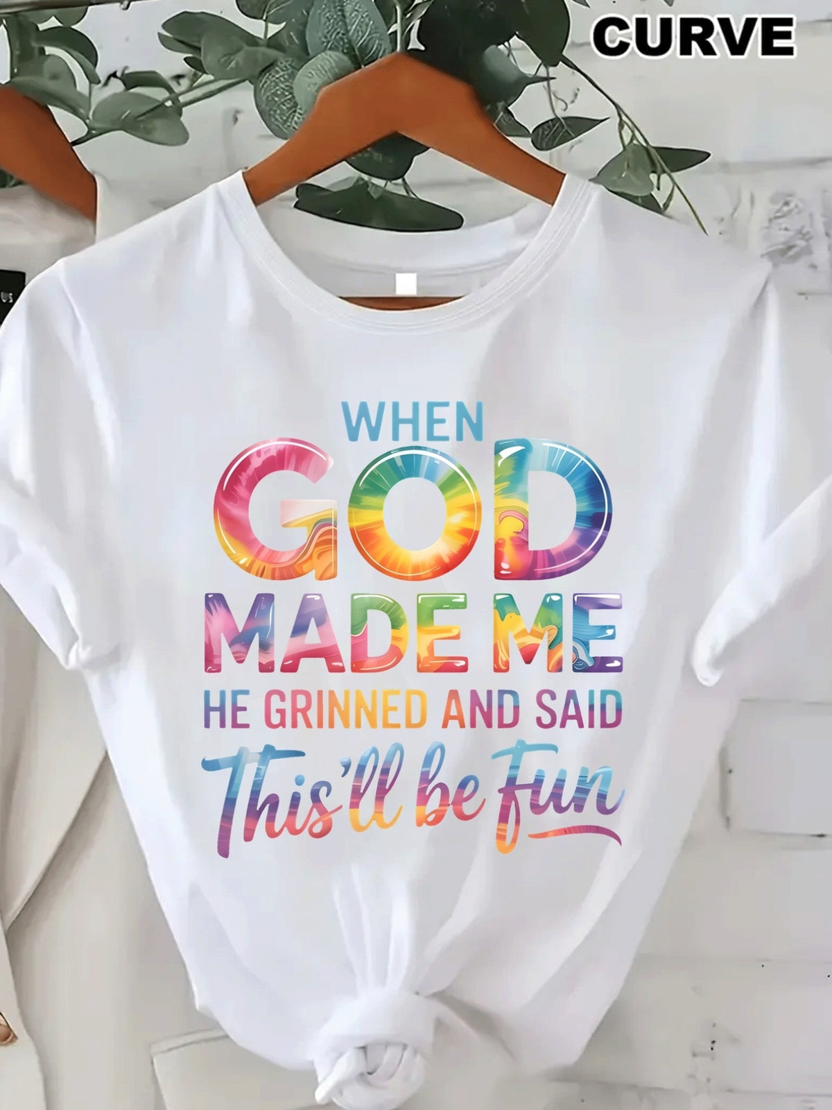 When God Made Me He Grinned And Said This'll Be Fun Funny Christian Graphic Tee for Men Women, Cute Religious Humor Short Sleeve T-Shirt, Casual Crew Neck Top for Church Gift