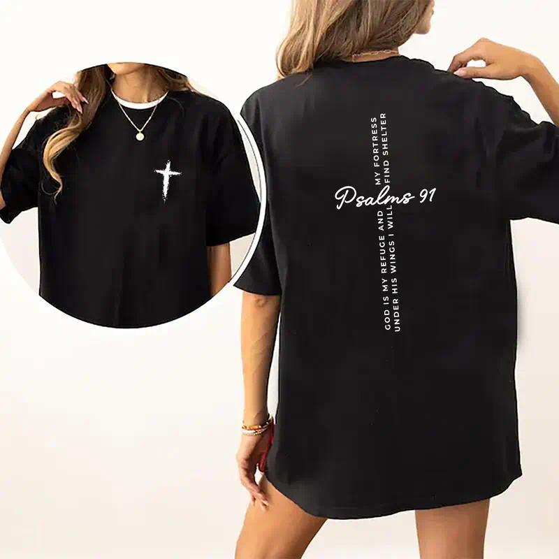 Jesus T-Shirt, Christian Shirt, Bible Verse Shirt, Jesus Tees, Christian Merch, Religious Outfit, Christian Cross Graphic Tees, Baptism Gift for Her, Women's Tops