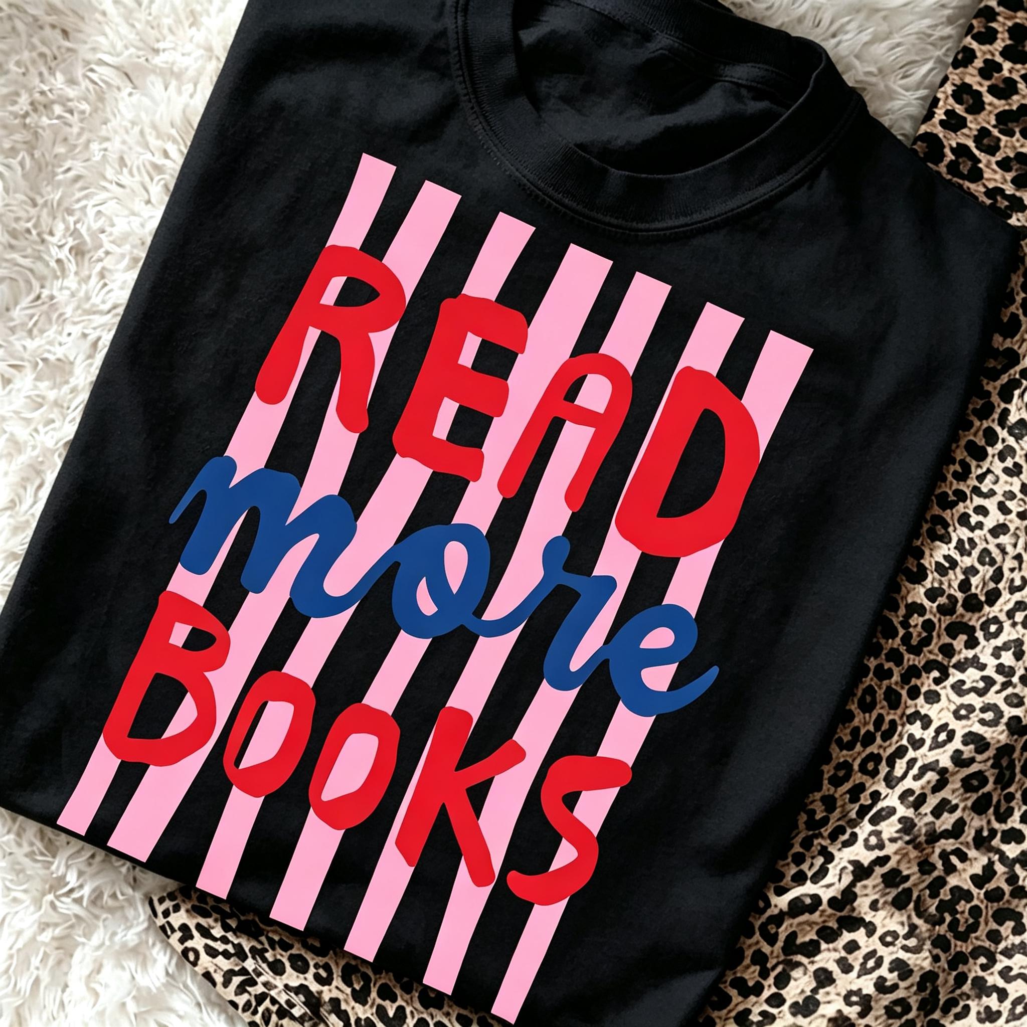 Bookish T Shirt Women Read More Books Graphic Tee Cute Book Lover Gift Top Librarian Bookworm Tshirt