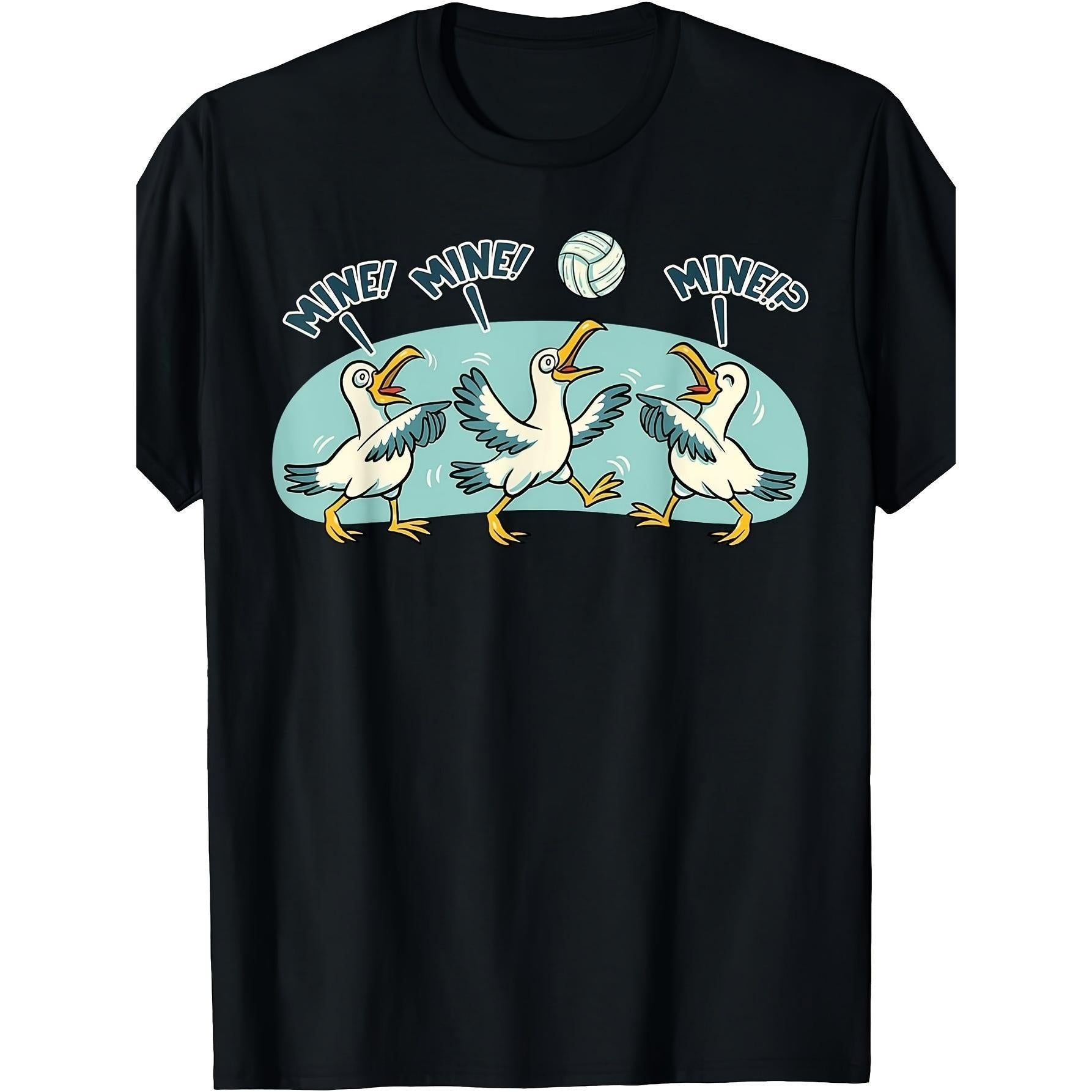 Save Miners Seagull Funny Volleyball Player Beach Game T-Shirt Retro Sports Humor Graphic Tee Unisex Summer Casual Top Soft Cotton Crew Neck Vintage Style