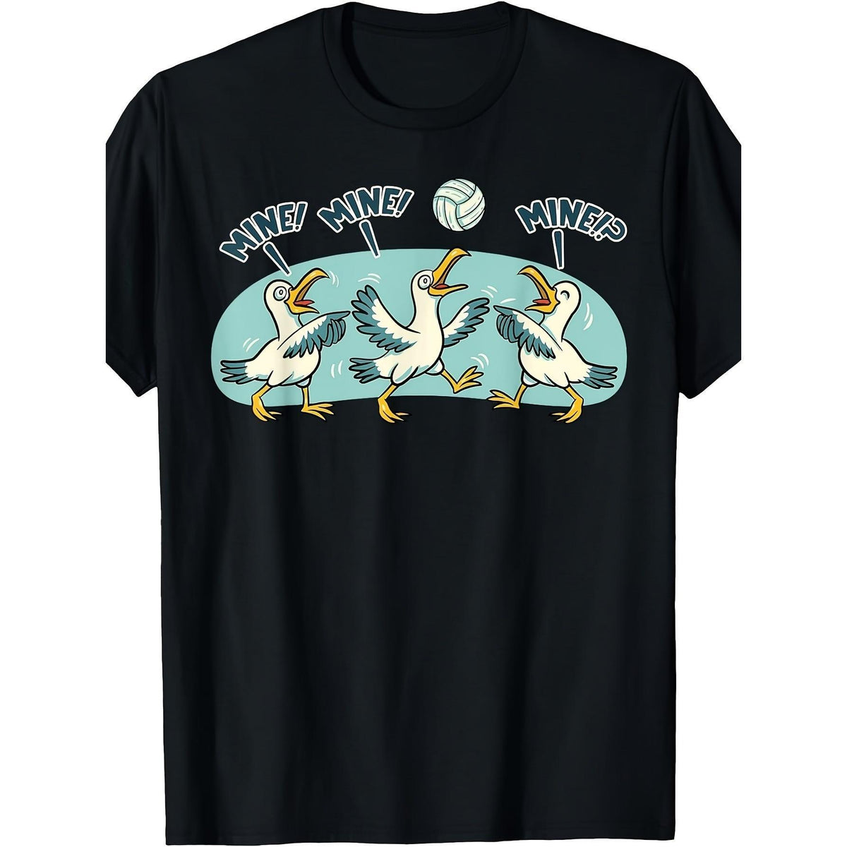 Save Miners Seagull Funny Volleyball Player Beach Game T-Shirt Retro Sports Humor Graphic Tee Unisex Summer Casual Top Soft Cotton Crew Neck Vintage Style
