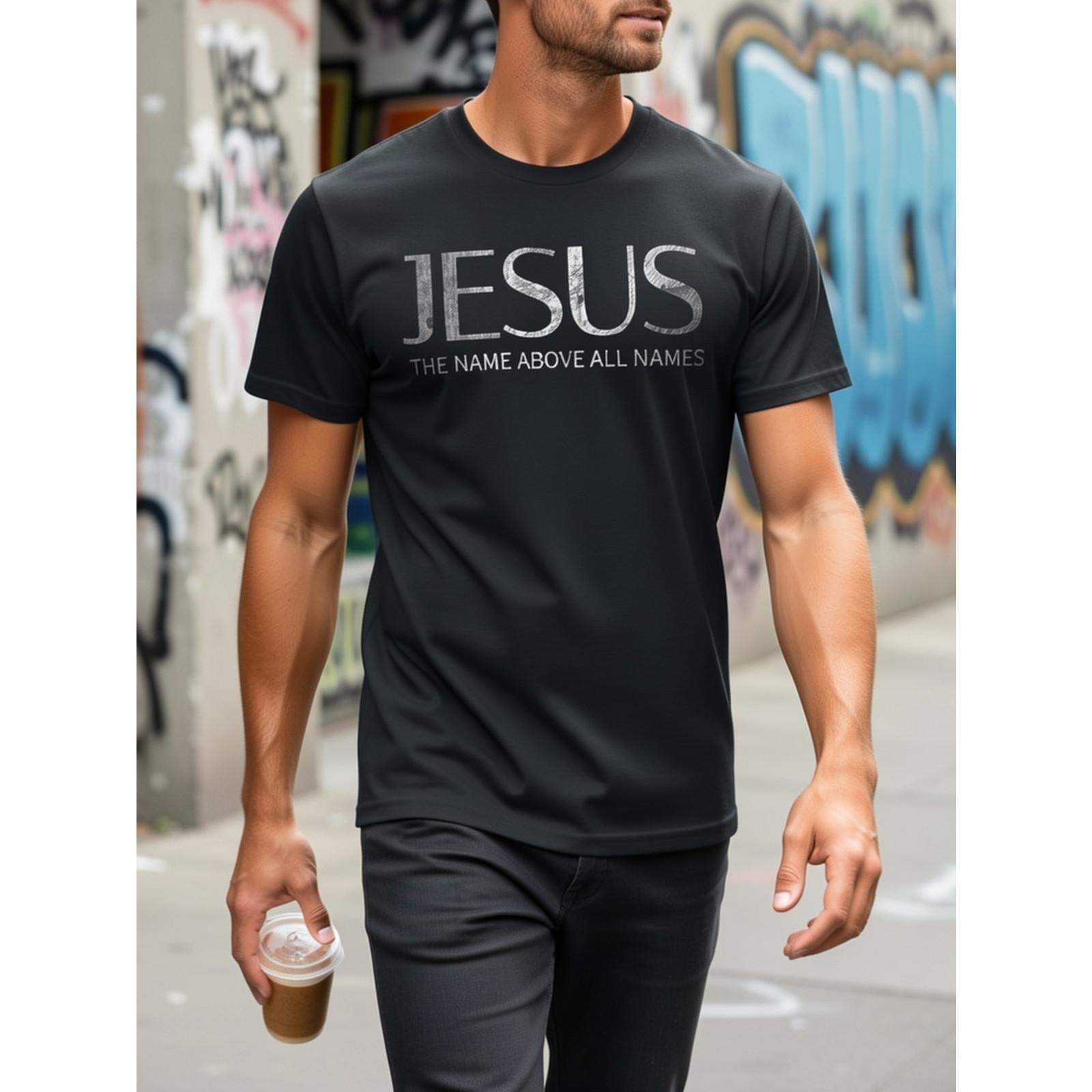 Jesus The Name Above All Names Christian Faith T-Shirt Bible Verse Scripture Graphic Tee Church Worship Gift Unisex Summer Casual Top