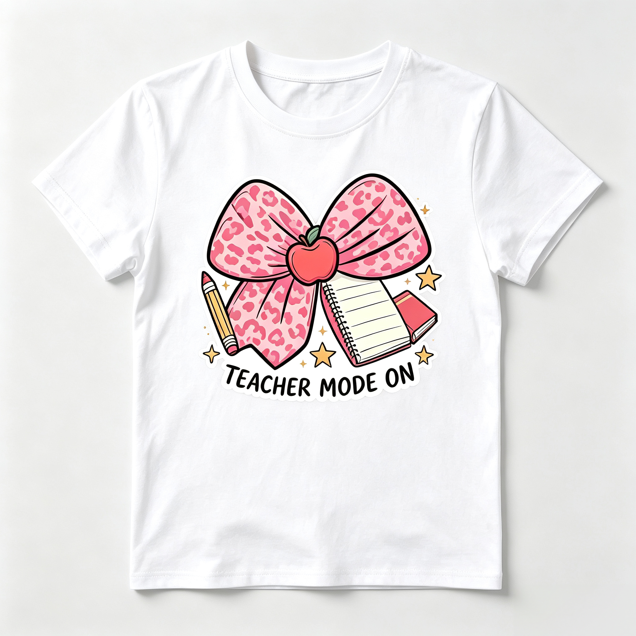 Teacher Mode On T-Shirt Apple Pencil Graphic Tee First Day of School Teacher Appreciation