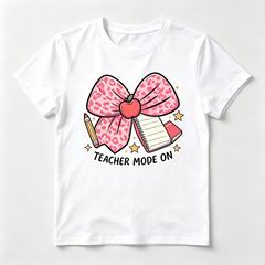 Teacher Mode On T-Shirt Apple Pencil Graphic Tee First Day of School Teacher Appreciation