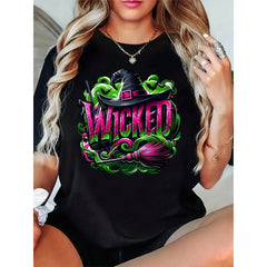 Wicked Witch Hat And Broomstick Halloween Graphic Tee For Party
