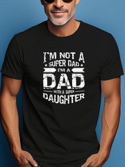 Men's Super Dad Graphic T-Shirt, Funny Father and Daughter Crew Neck Short Sleeve Tee, Father's Day Gift Shirt for Dad, Soft Casual Cotton Blend Graphic Top