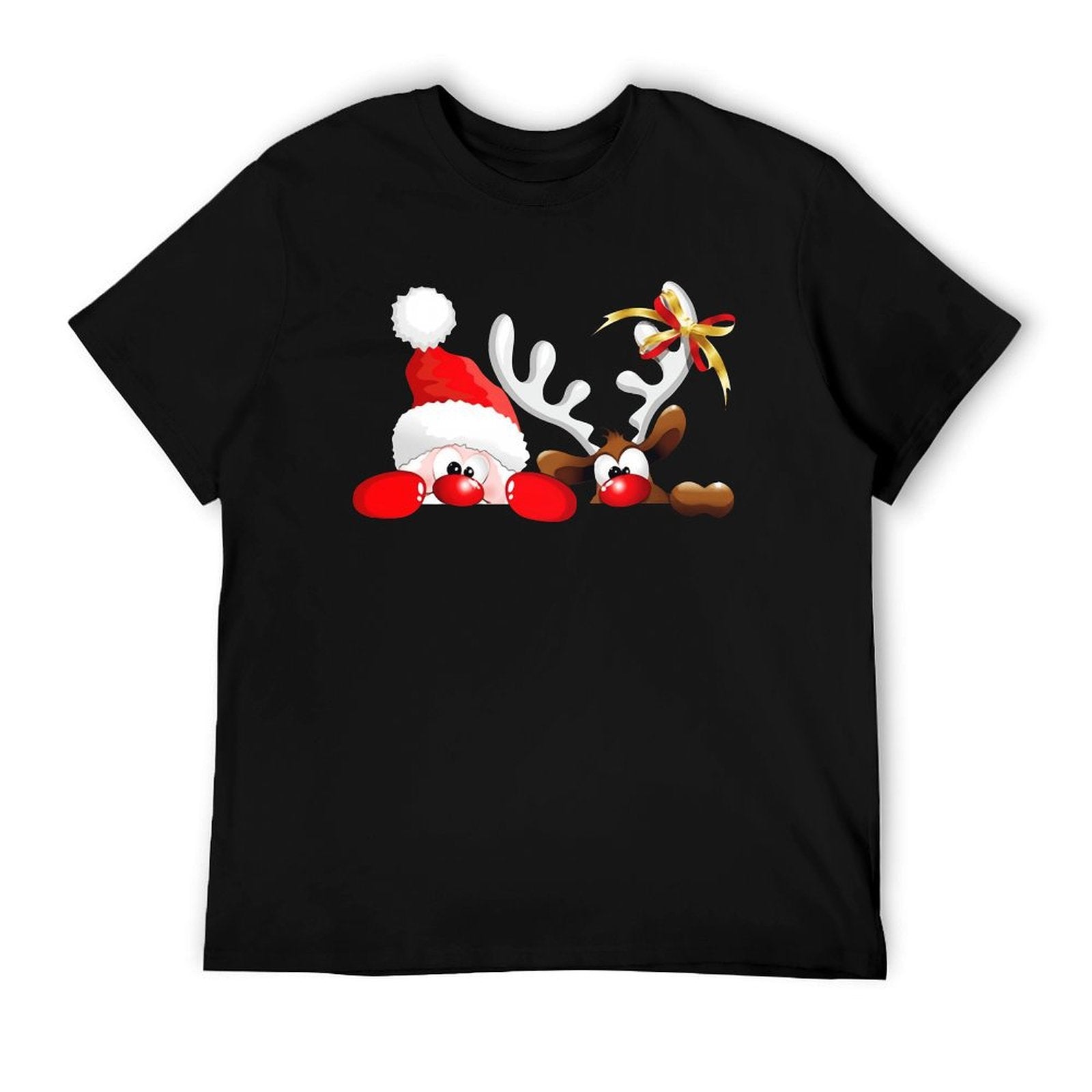 Merry Christmas Holiday Funny Cartoon Santa Reindeer Printed T-shirts