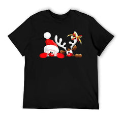 Merry Christmas Holiday Funny Cartoon Santa Reindeer Printed T-shirts