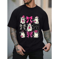 100% Cotton Unisex Coquette Bow Ghost Spooky Season Trick Or Treat Halloween T-Shirt