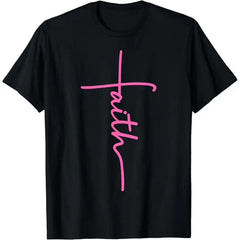 Cotton Unisex Christian Faith Cross Hot Pink Believers Christians Gift T-Shirt Christ Christian Tops Casual Top