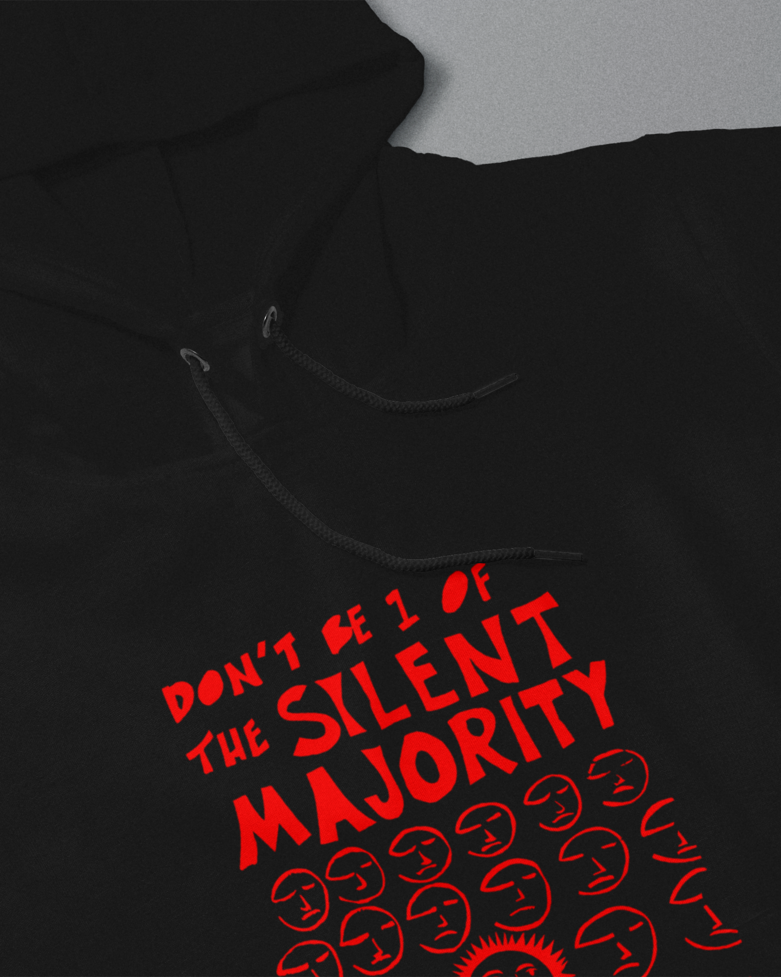 DIYANYONE Original “Speak Out” Graphic Cotton Hoodie – Hand Drawn Silent Majority Design, Bold Red Art Print, Streetwear Statement Tee