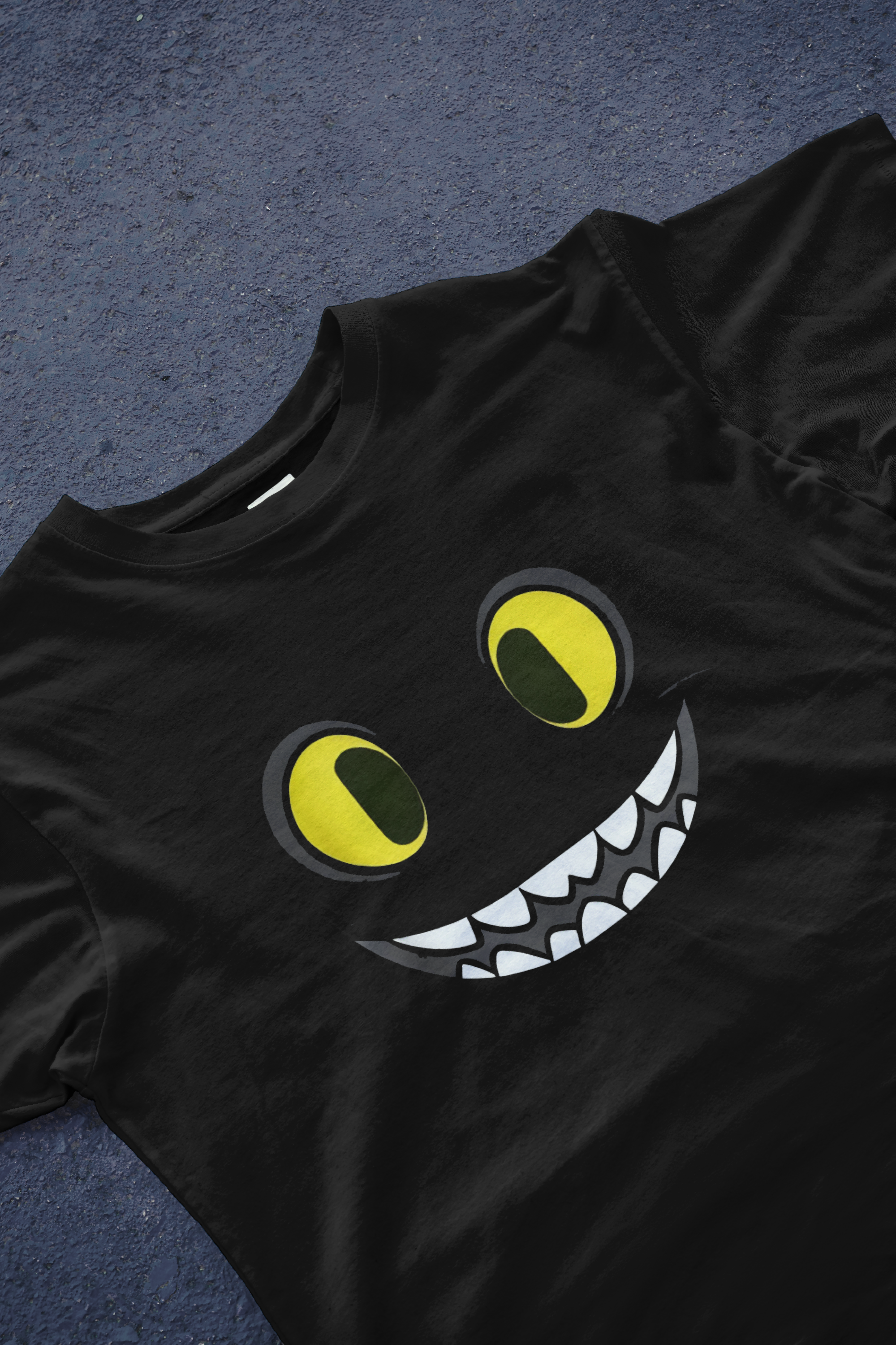 DIYANYONE Original Creepy Cute Tee: Cartoon Dragon Eyes & Smile