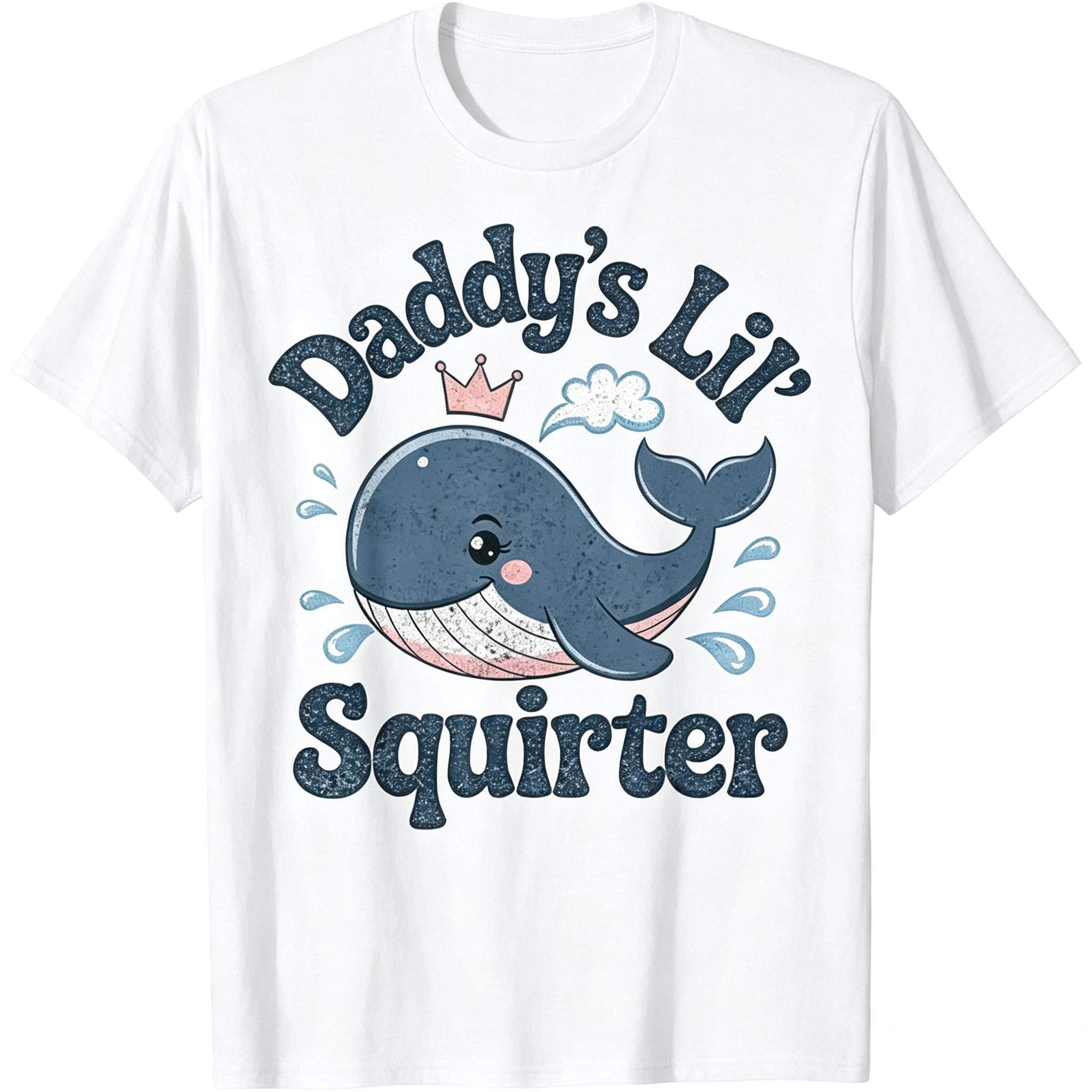 Funny Ocean Animal Whale Print Letter‑Pattern Unisex Cotton Daily Tee Shirt