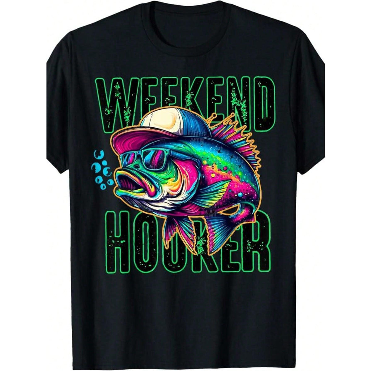 Weekend Fishing Graphic Tee Funny Angler Print Crew Neck Short Sleeve Casual Men's T-Shirt Outdoor Fishing Top