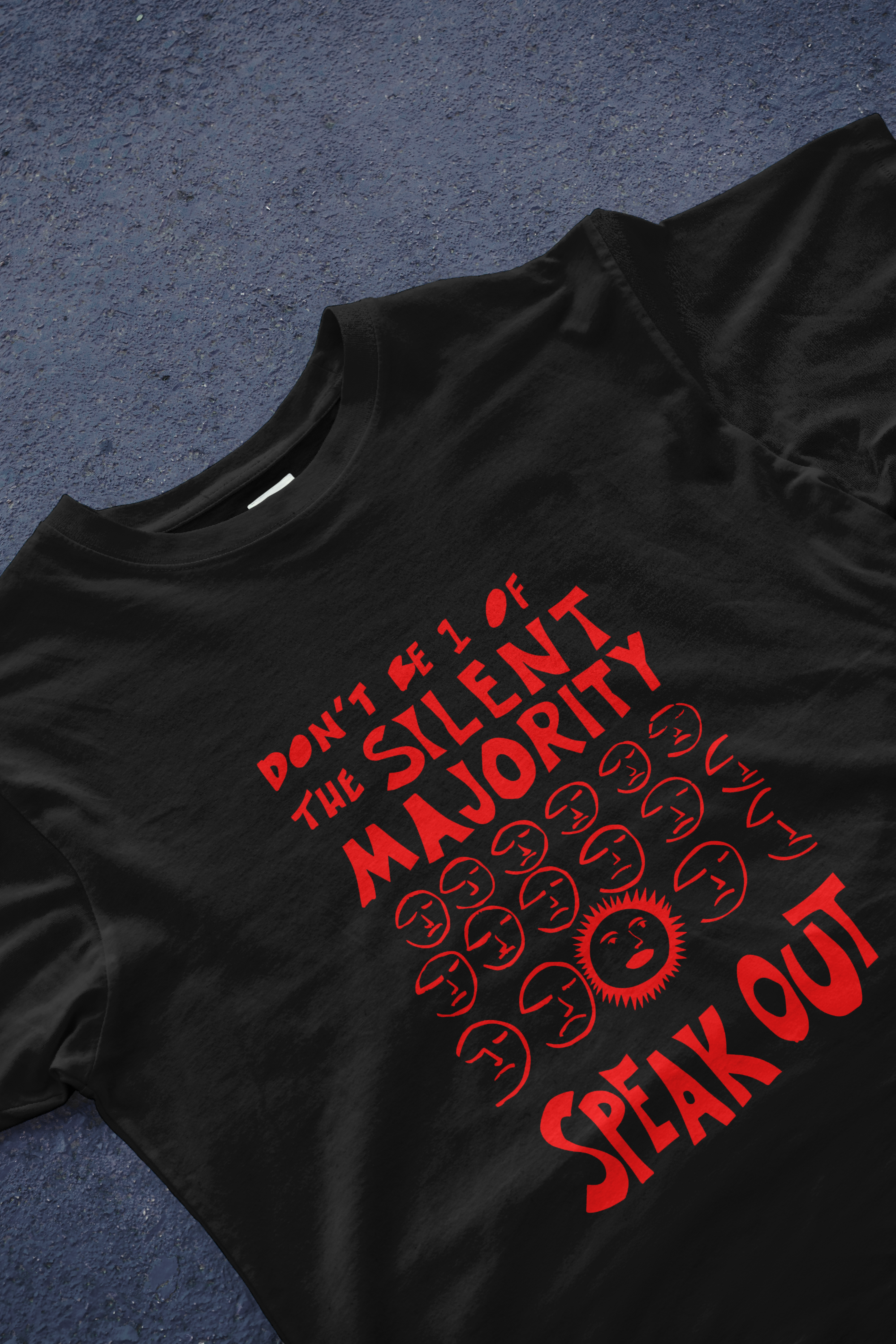 DIYANYONE Original "SILENT MAJORITY SPEAK OUT" Cotton T-Shirt - Bold Activist Graphic Tee, Indie Protest Style