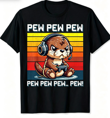 Men Retro Gaming Graphic T‑Shirt, Funny Cartoon Vintage Sunset Print Casual Crew Neck Short Sleeve Tee, Gift for Gamers Family Friends