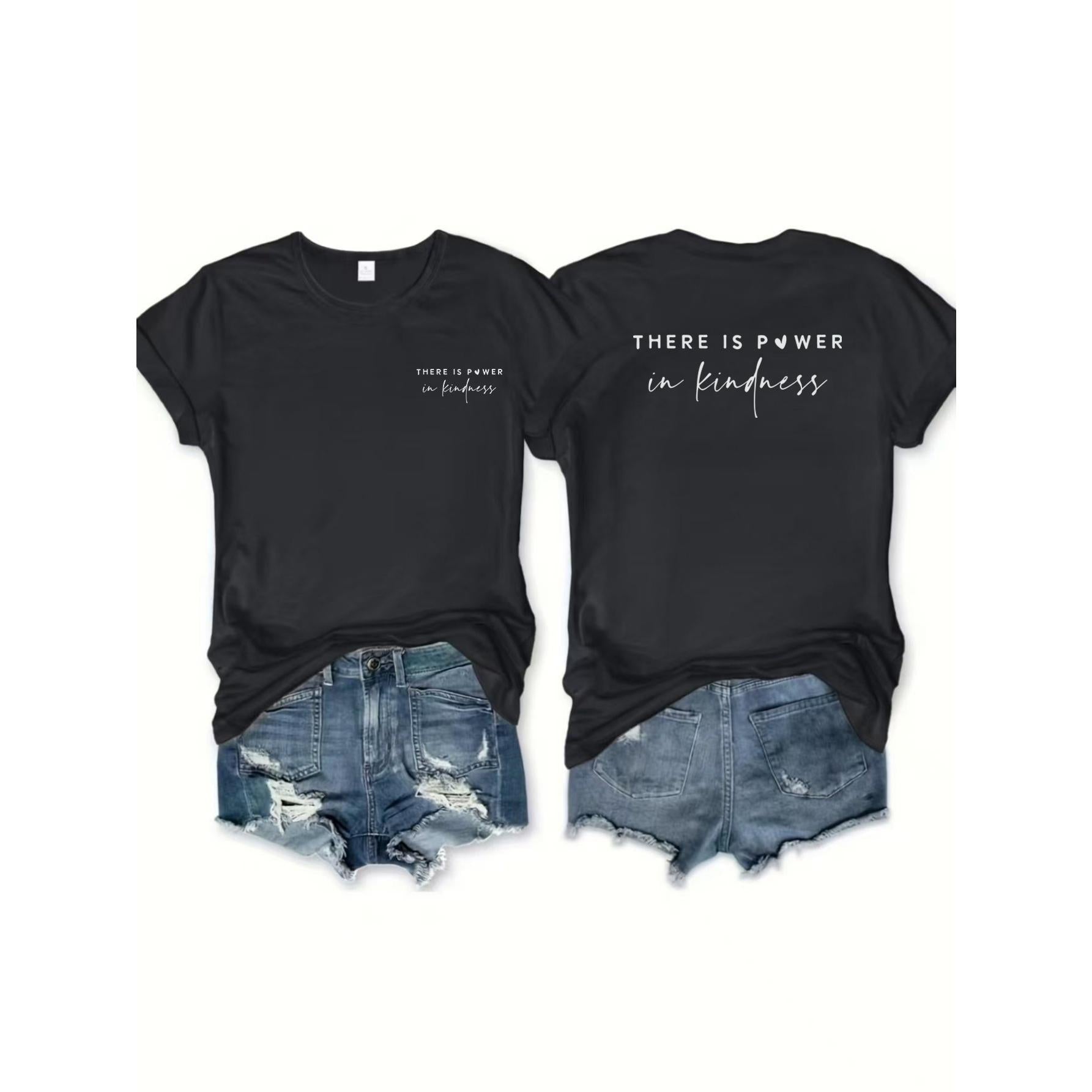 “Power in Kindness” Positive Affirmation T-Shirt - Y2K Style Inspirational Graphic Tee, Unisex Casual Top