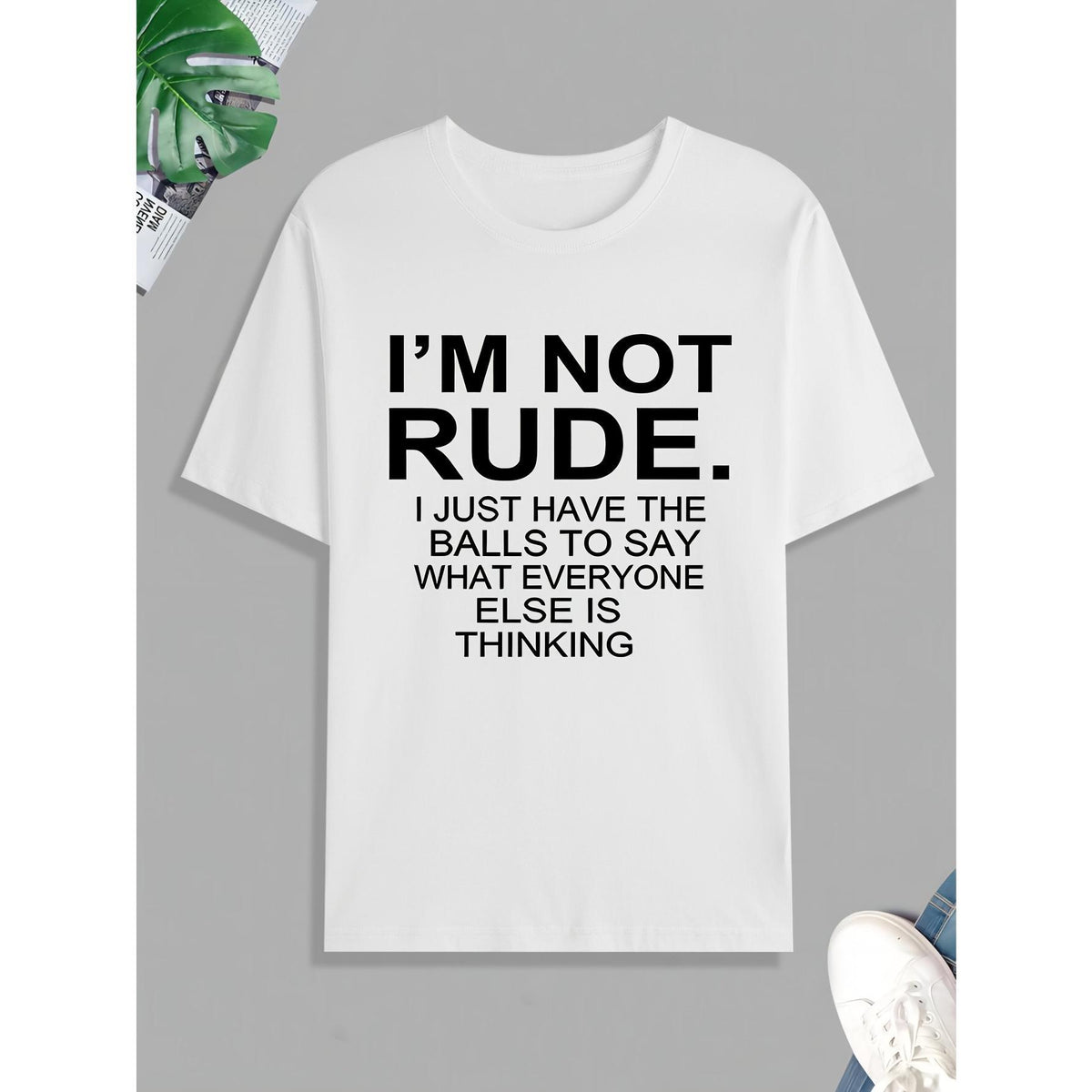Funny 'I'm Not Rude' Print T Shirt, Tees For Men, Casual Short Sleeve Tshirt For Summer Spring Fall, Tops As Gifts