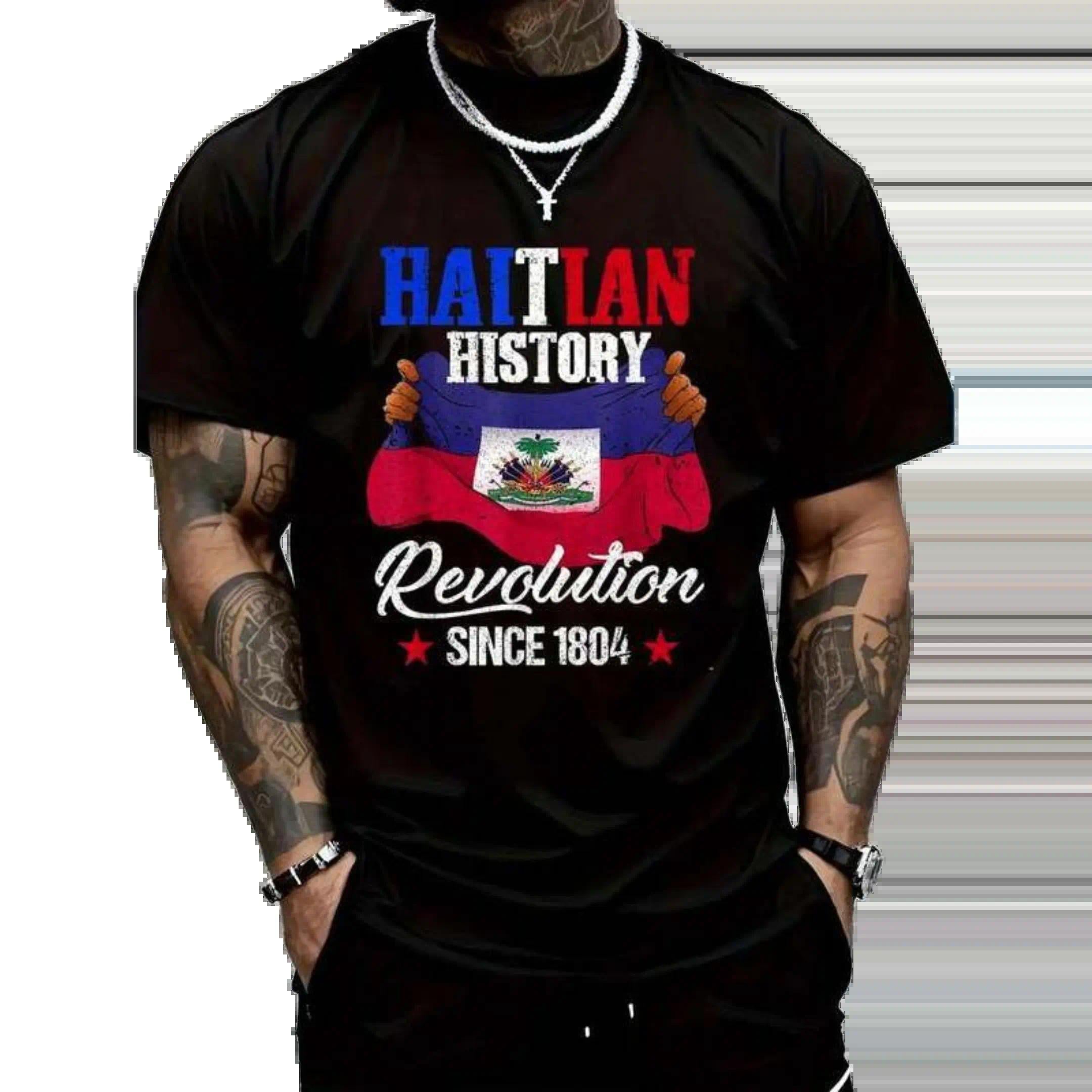 Classic Graphic T-Shirt for Men & Women with Haitian History Pride Print | Short Sleeve Menswear Tee