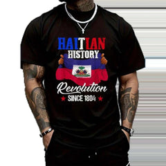 Classic Graphic T-Shirt for Men & Women with Haitian History Pride Print | Short Sleeve Menswear Tee