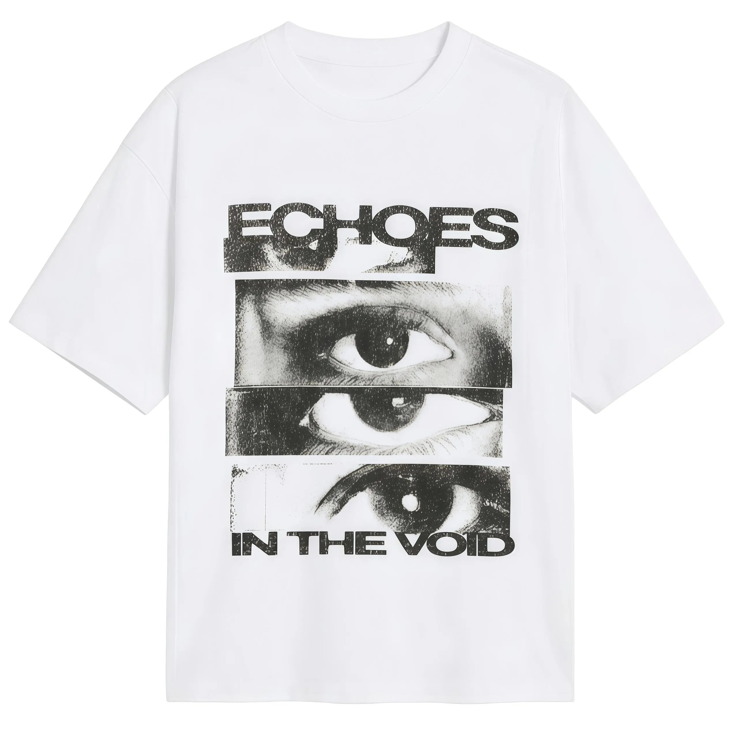 Women's Artistic Eye Graphic T‑Shirt, Echoes In The Void Retro Glitch‑Art Crew Neck Short‑Sleeve Tee, Casual Streetwear Cotton Apparel for Women Black