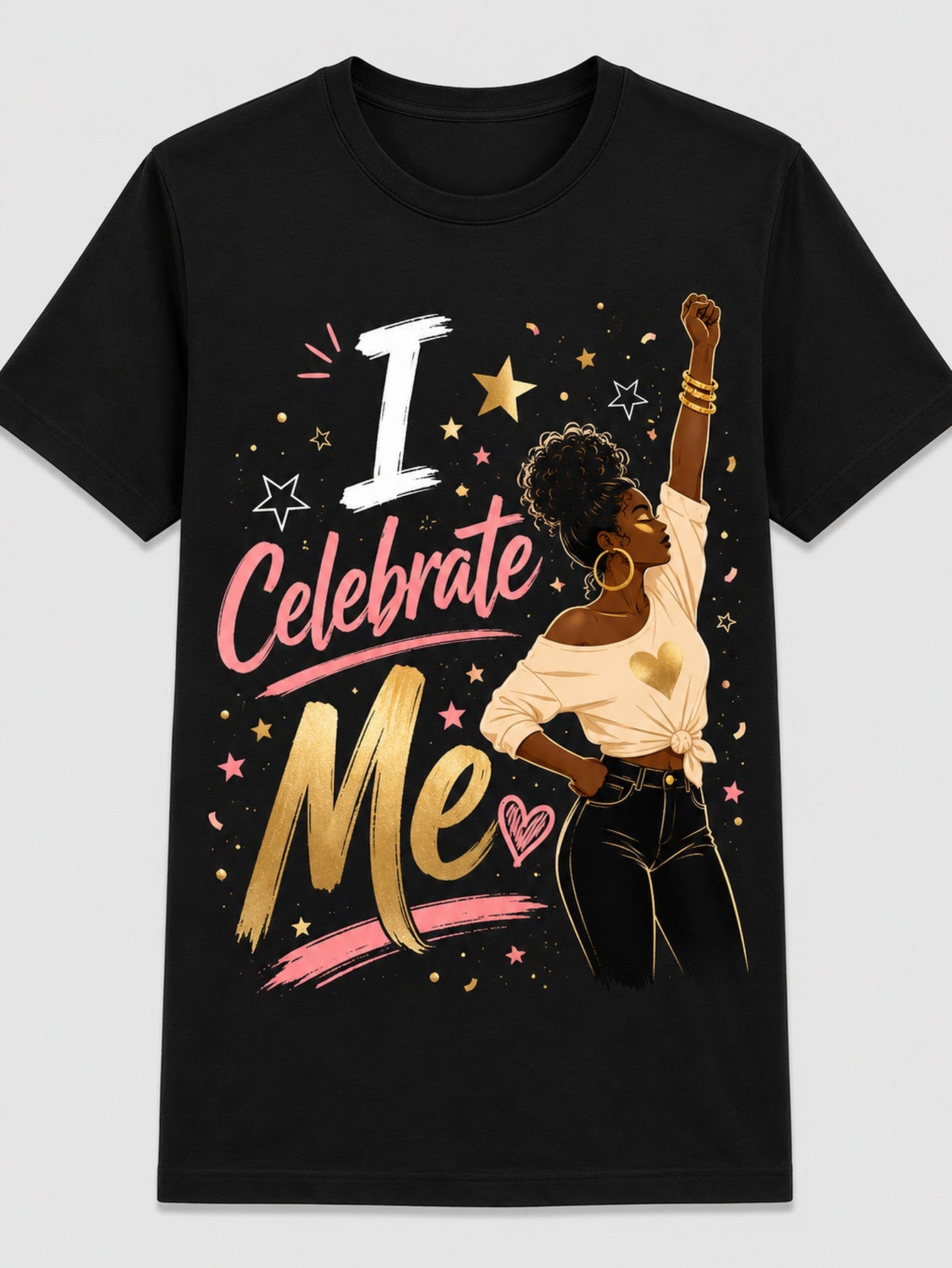I Celebrate Me Positive Affirmation Self Love Graphic Tee for Men Women, Cute Motivational Short Sleeve T-Shirt, Casual Crew Neck Top for Daily Wear