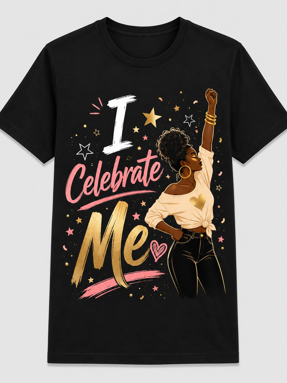 I Celebrate Me Positive Affirmation Self Love Graphic Tee for Men Women, Cute Motivational Short Sleeve T-Shirt, Casual Crew Neck Top for Daily Wear