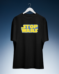 DIYANYONE Original "STOP WARS" Cotton T-Shirt - Sci-Fi Parody Peace Activism Tee, Viral Pop-Culture Style