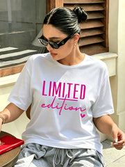 Women's Limited Edition Graphic T-Shirt, Casual Short Sleeve Crew Neck Tee, Soft Breathable Everyday Top, Minimalist Typography Print Shirt, Fashion Gift for Her, Comfortable Summer Casual Wear