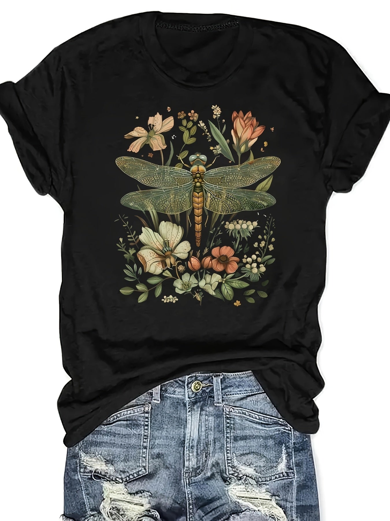Fashionable Floral, Bohemian Women's Graphic Print Shirt Spring And Summer Women's T-Shirt 100%Cotton Comfortable Shirt