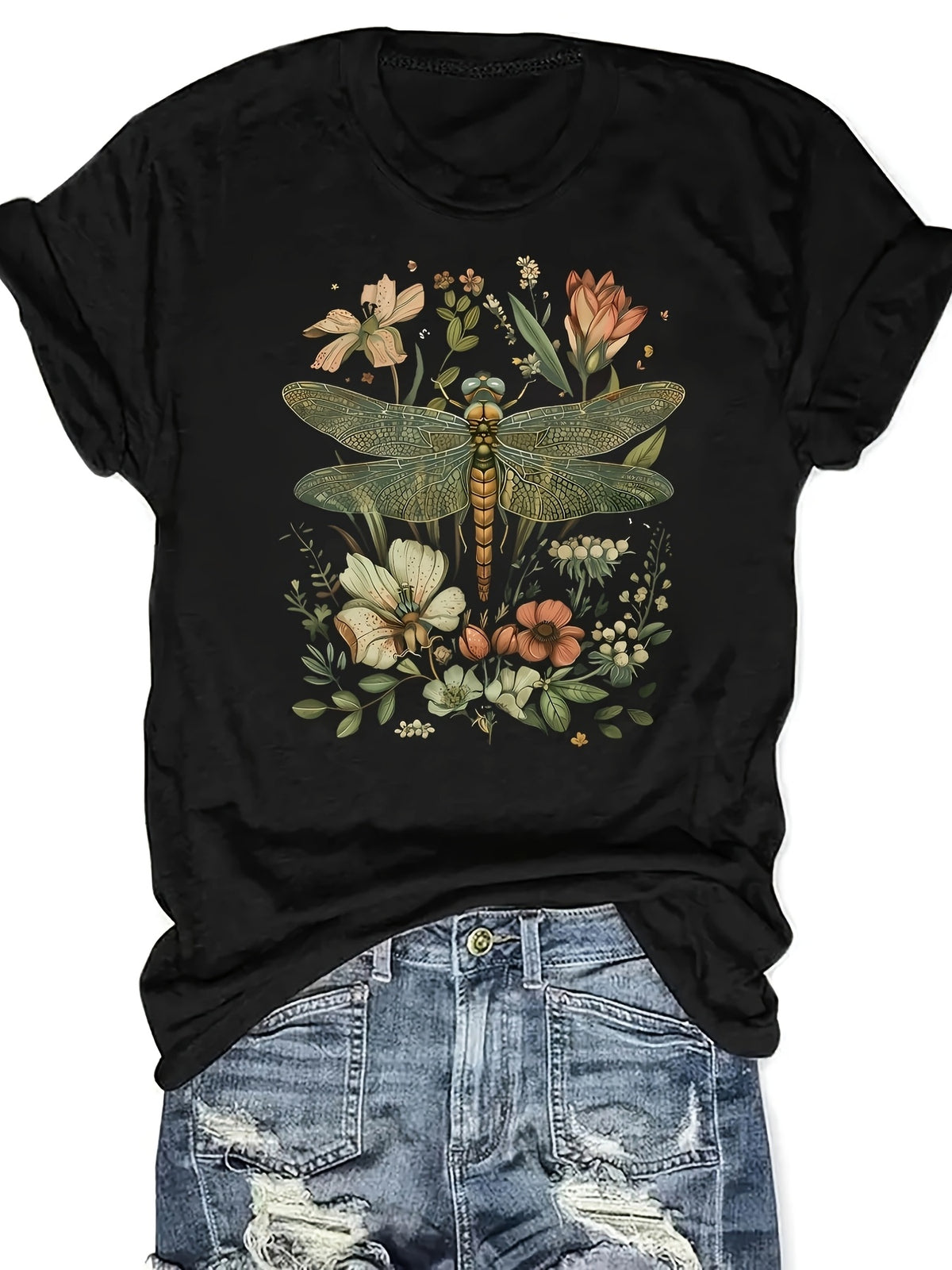 Fashionable Floral, Bohemian Women's Graphic Print Shirt Spring And Summer Women's T-Shirt 100%Cotton Comfortable Shirt