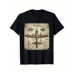 Retro War Plane WW2 Blueprint T-Shirt