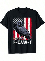 F-Caw-F Black Crow Bird Moon Gothic Funny T-Shirt For Men – Fashionable Printed Men's Funny Casual Tee, 100% Cotton, Crew Neck, Regular Fit, All-Season Everyday Shirt – Valentine Christmas Gift For Boyfriend Husband Him Cost-Effective Comfortable T-Shirt