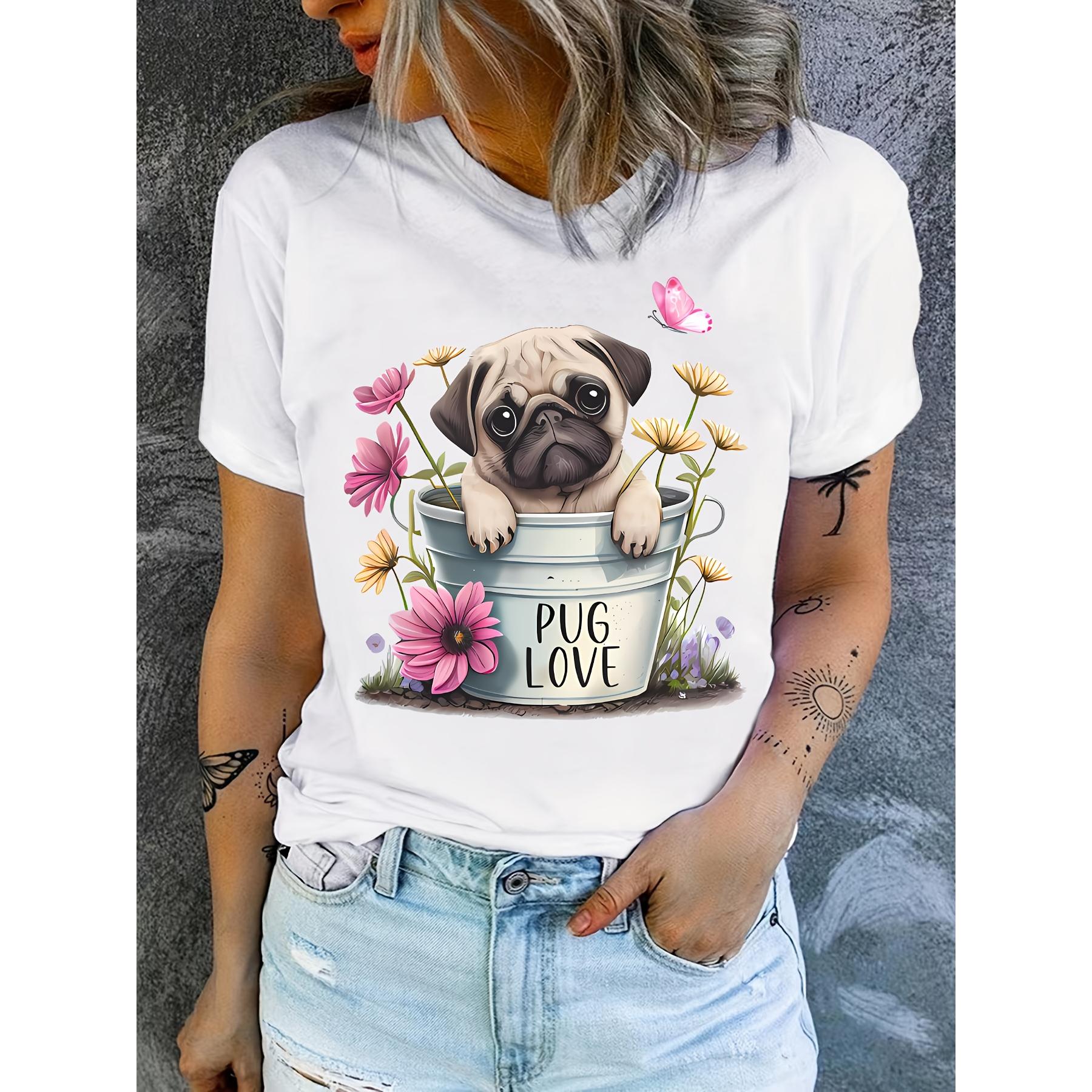 A Fun Printed T-Shirt Featuring Pugs, Perfect for Pug Enthusiasts