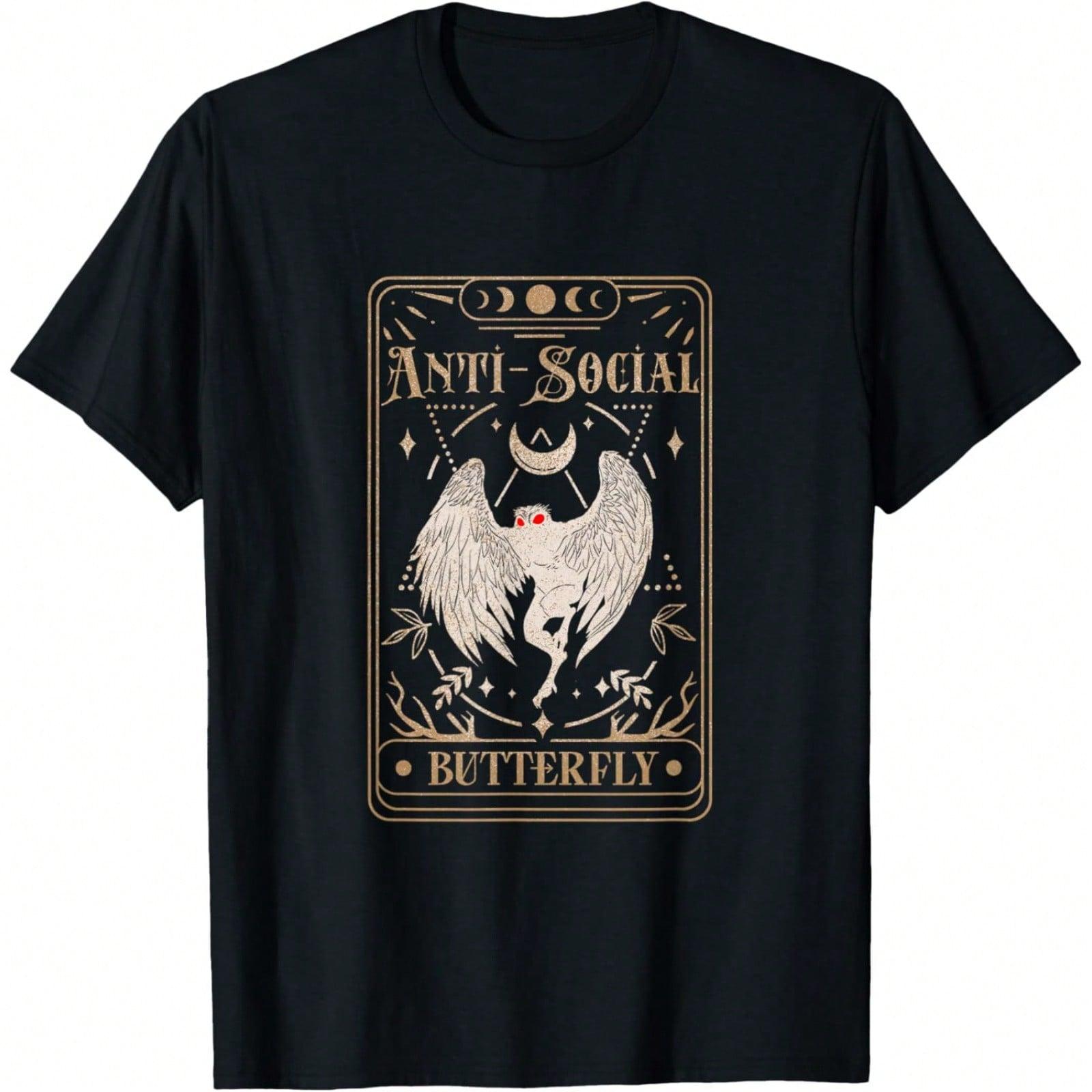 Mothman Tarot Card Antisocial Butterfly Cryptid Red Eyed T-Shirt Daily T-Shirt Women  T-Shirt