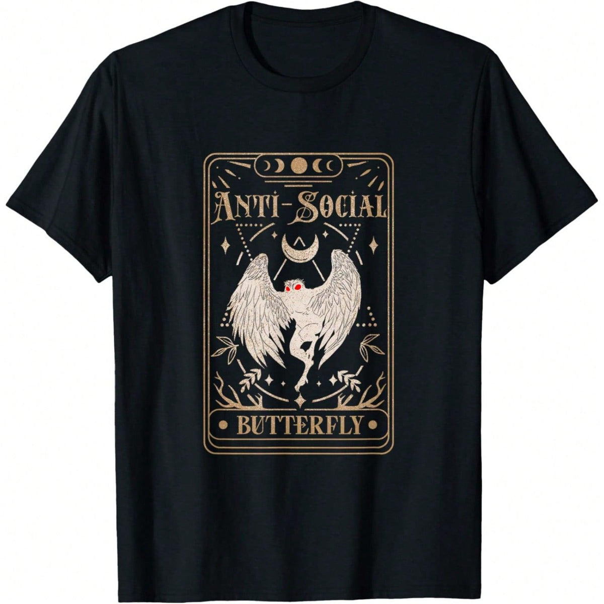 Mothman Tarot Card Antisocial Butterfly Cryptid Red Eyed T-Shirt Daily T-Shirt Women  T-Shirt