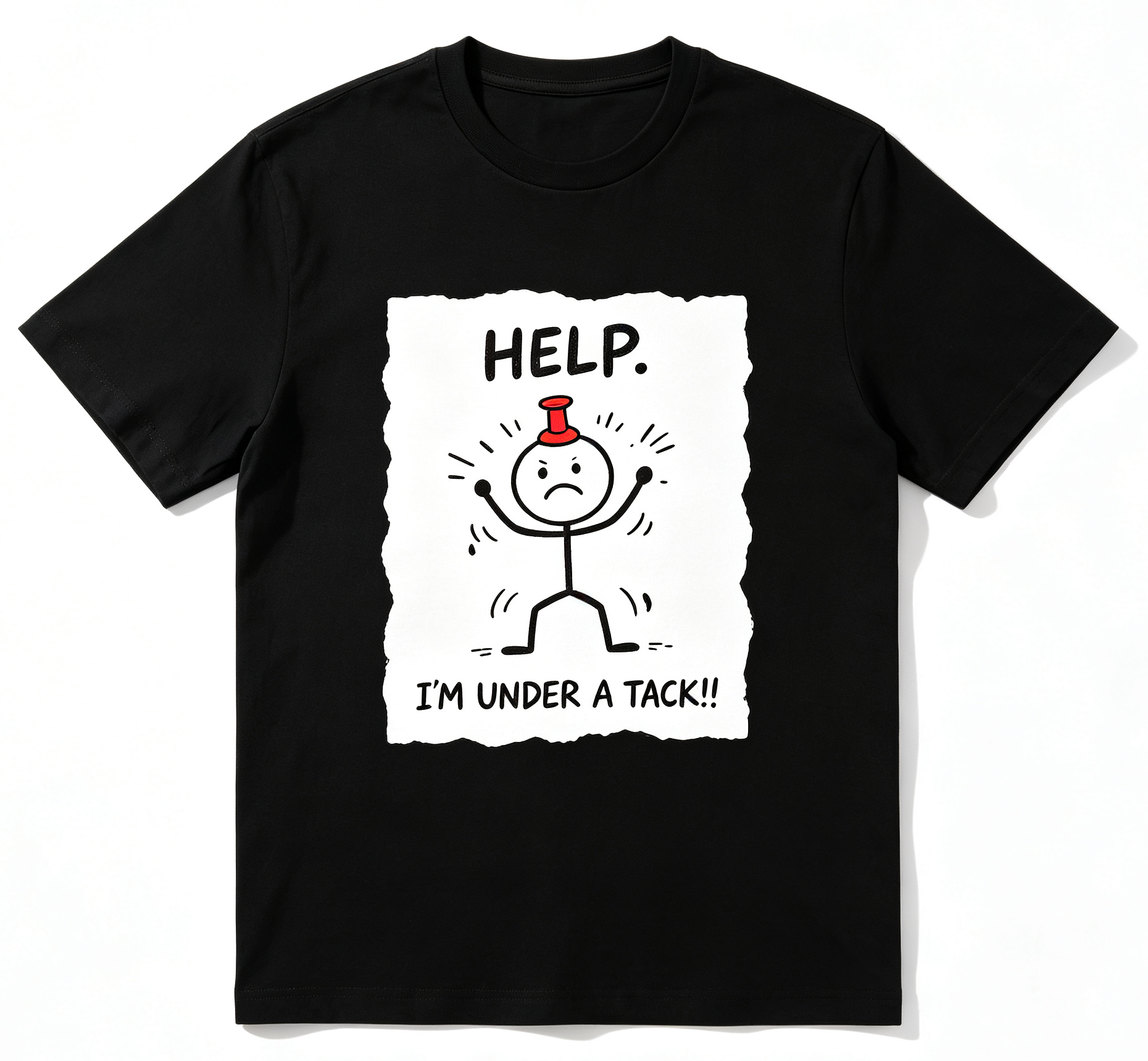 Men' & Funny "Help I' Pinned" Sticky Humor T-Shirt - Retro Clapper Design, Relaxed‑Fit Machine Washable Casual Holiday Gift Apparel，Graphic Shirts