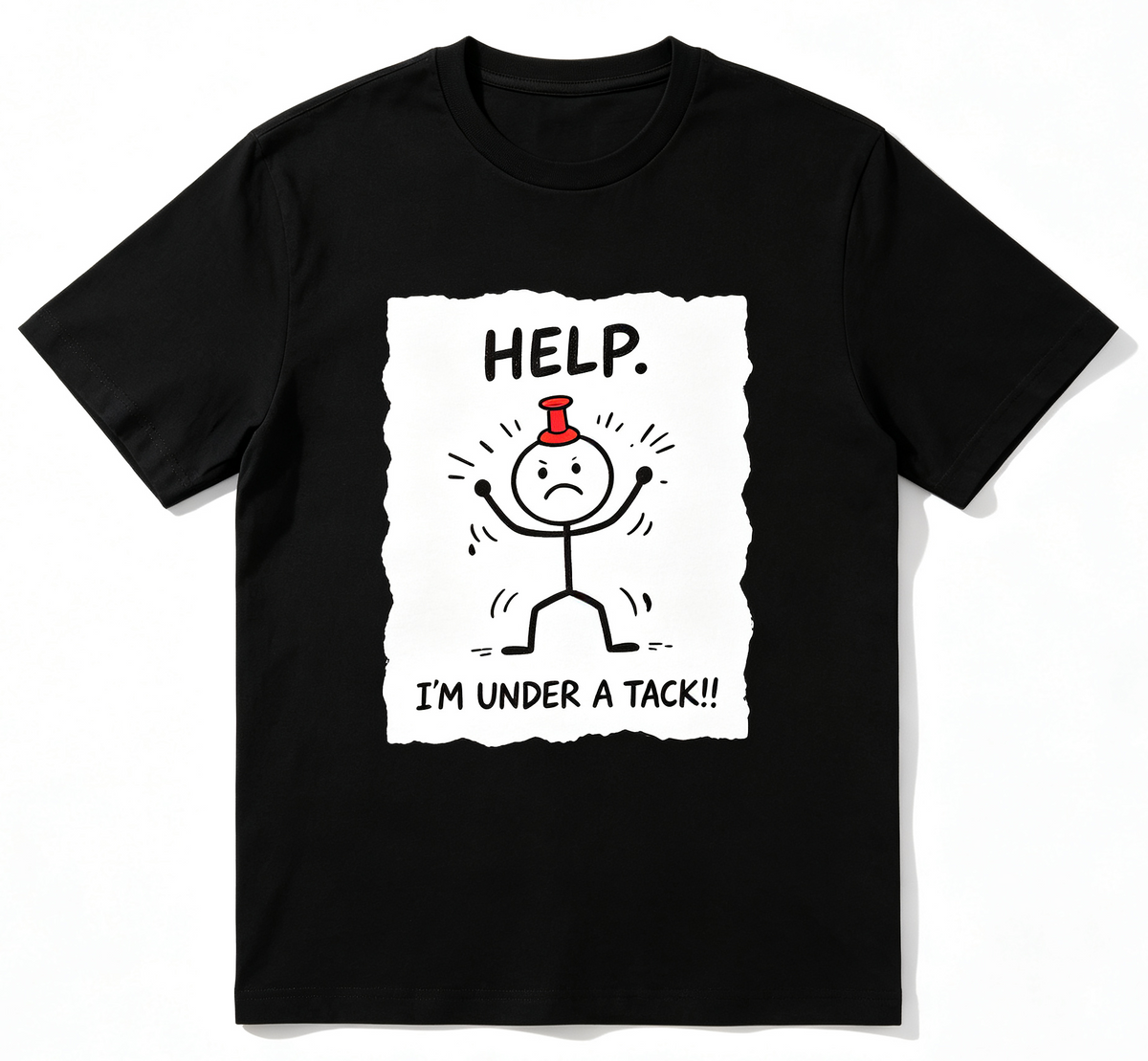 Men' & Funny "Help I' Pinned" Sticky Humor T-Shirt - Retro Clapper Design, Relaxed‑Fit Machine Washable Casual Holiday Gift Apparel，Graphic Shirts