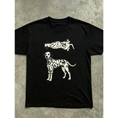Women's T-Shirt With Dalmatian Dog Illustration T-Shirt | Two Dalmatians On A Red Background Are Cool In The Summer