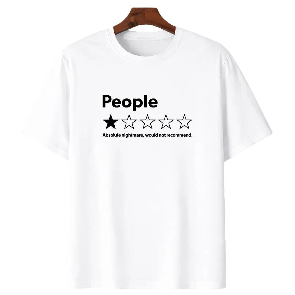 Unisex Adult 100% Cotton Short-Sleeve Streetwear T-Shirt - Black, Funny 1-Star Review Graphic Top, Casual Outdoor Garment for Men & Women