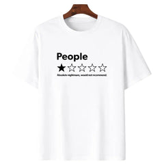 Unisex Adult 100% Cotton Short-Sleeve Streetwear T-Shirt - Black, Funny 1-Star Review Graphic Top, Casual Outdoor Garment for Men & Women
