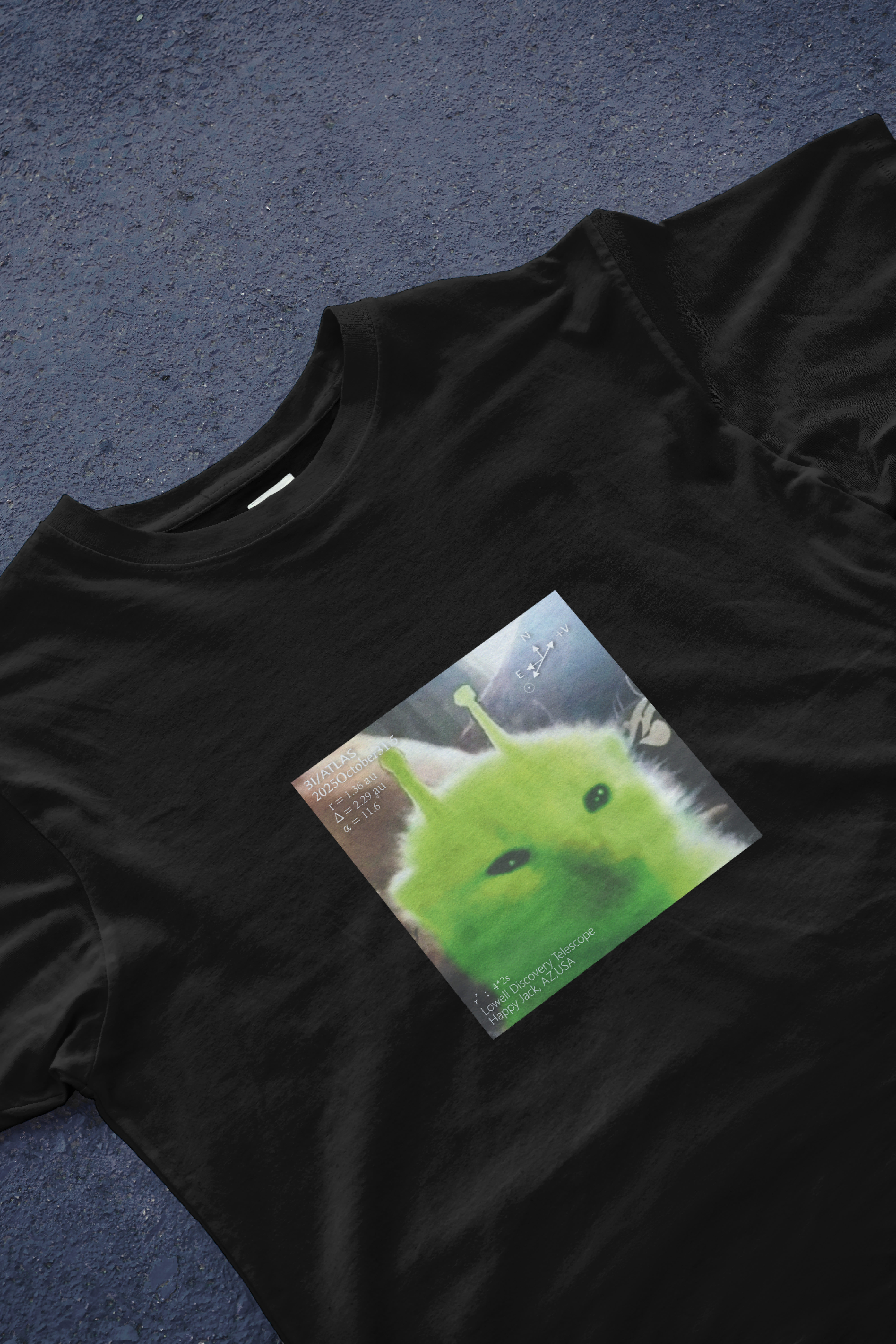 DIYANYONE 3i/atlas Original Green Alien Cat Meme 10.31 LDT Trail Tee