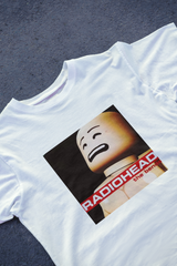 DIYANYONE Original Radiohead "The Bends" LEGO Parody Cotton T-Shirt - Indie Rock Fan Graphic Tee, Funny Music Album Cover Style