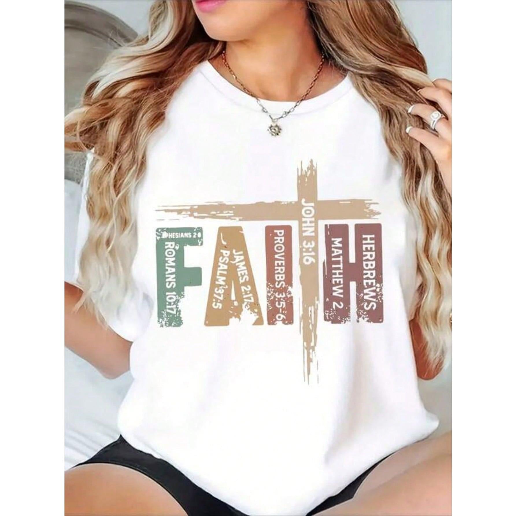 Faith Cross Bible Verse Christian Women's Shirt With Scripture References For Religious Inspiration And Spiritual Motivation