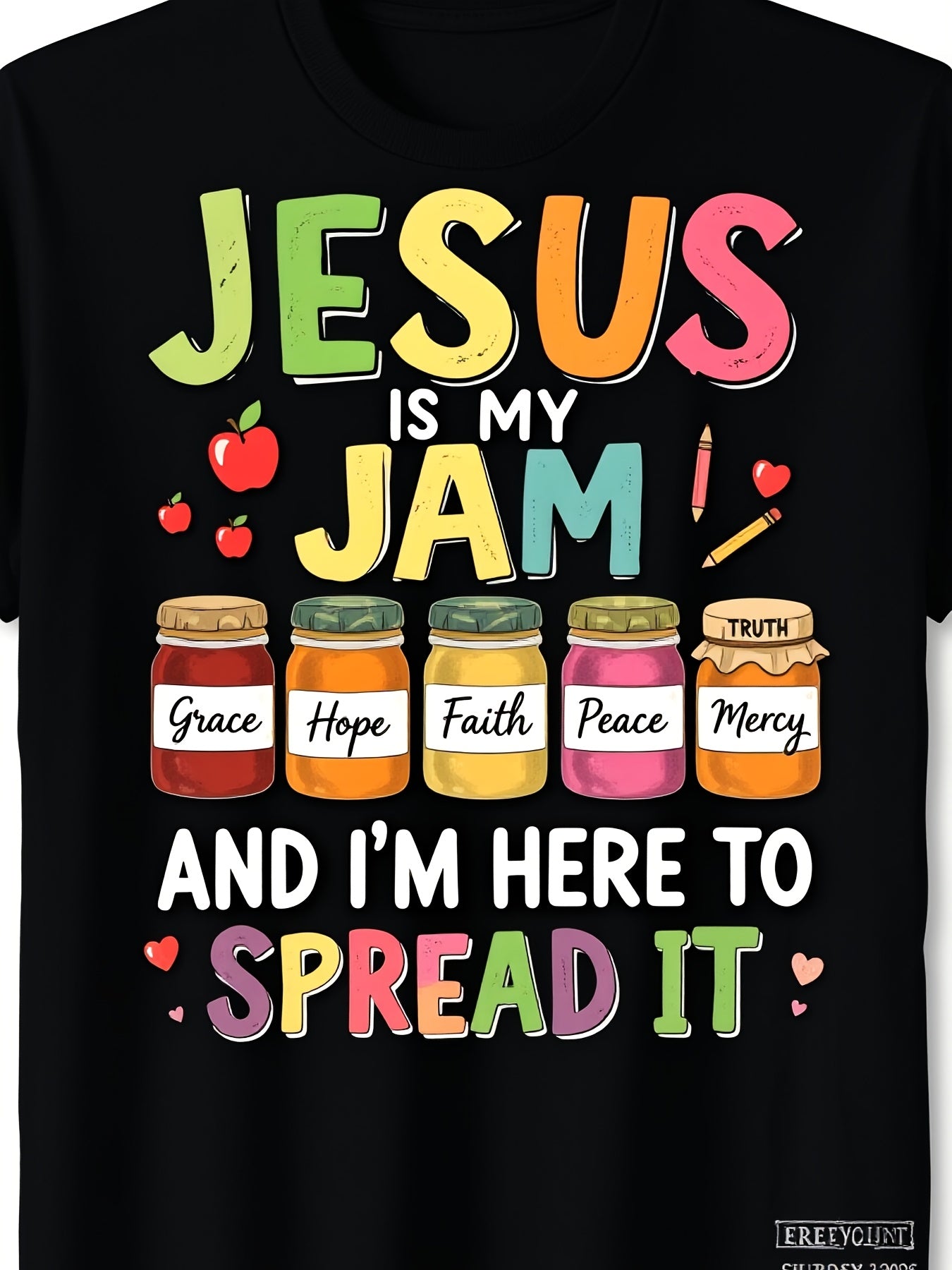 Jesus Is My Jam And I'm Here To Spread It Christian Faith Graphic Tee for Men Women, Funny Bible Verse Short Sleeve T-Shirt, Casual Crew Neck Top for Church Gift